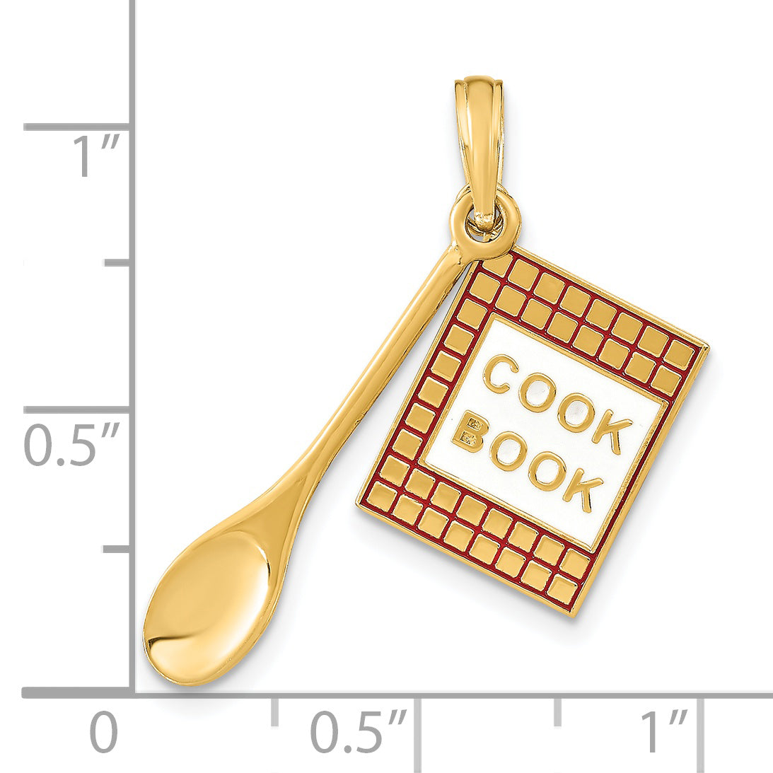 14K W/Enamel 3-D Cook Book and Spoon Charm