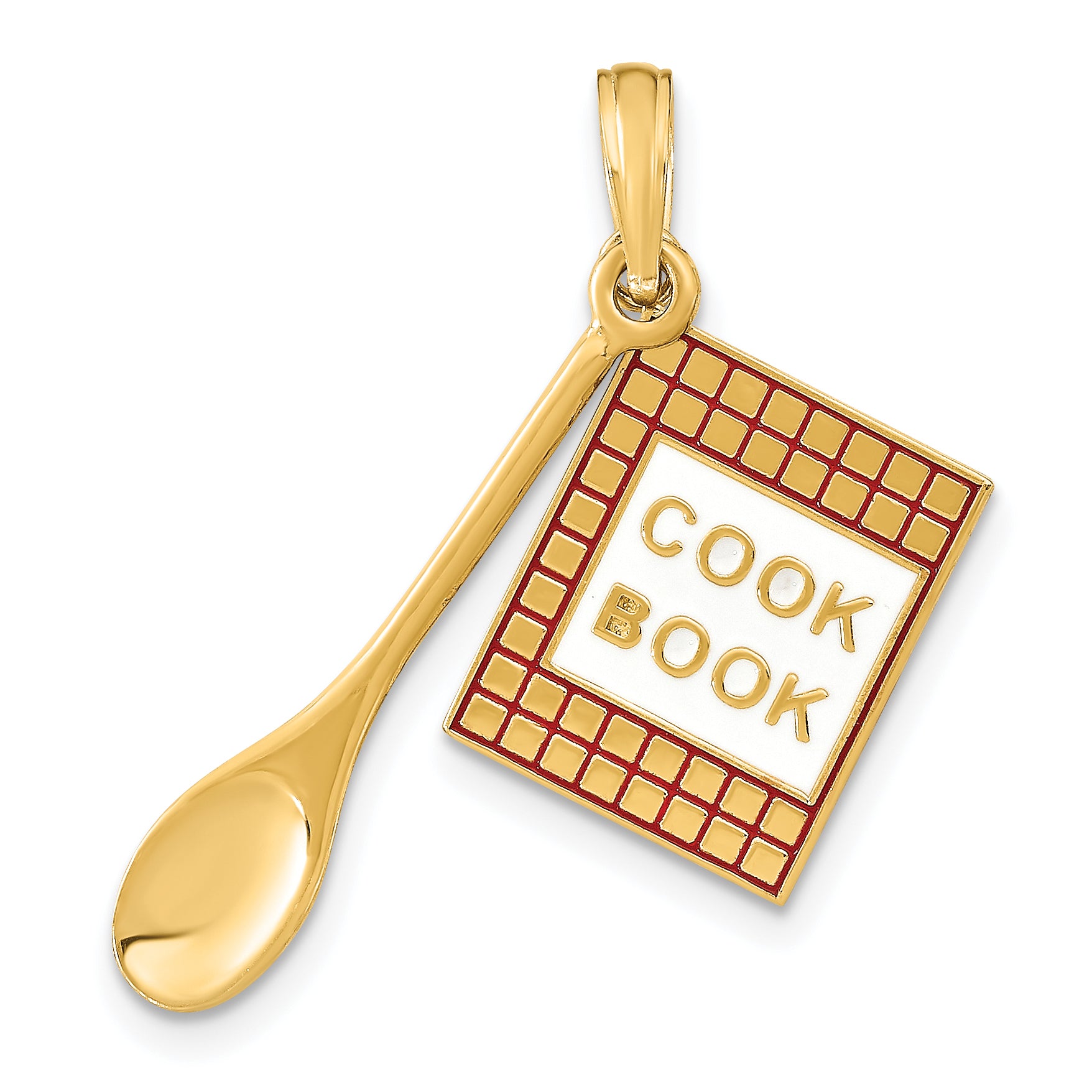 14K W/Enamel 3-D Cook Book and Spoon Charm Main image