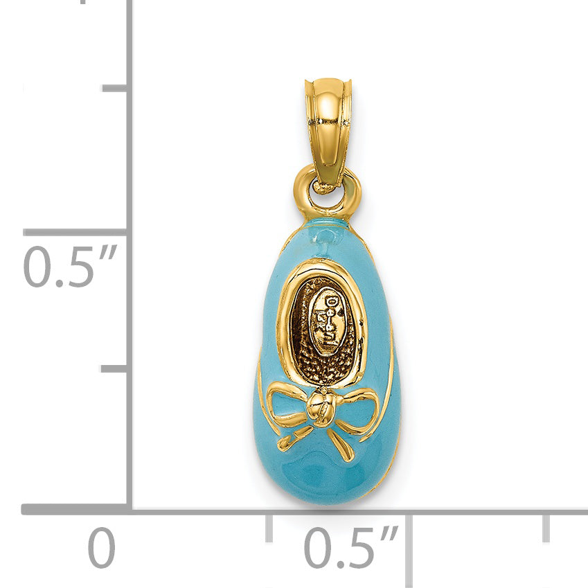 14K 3-D w/ Enamel Baby Shoe w/ Bow Charm