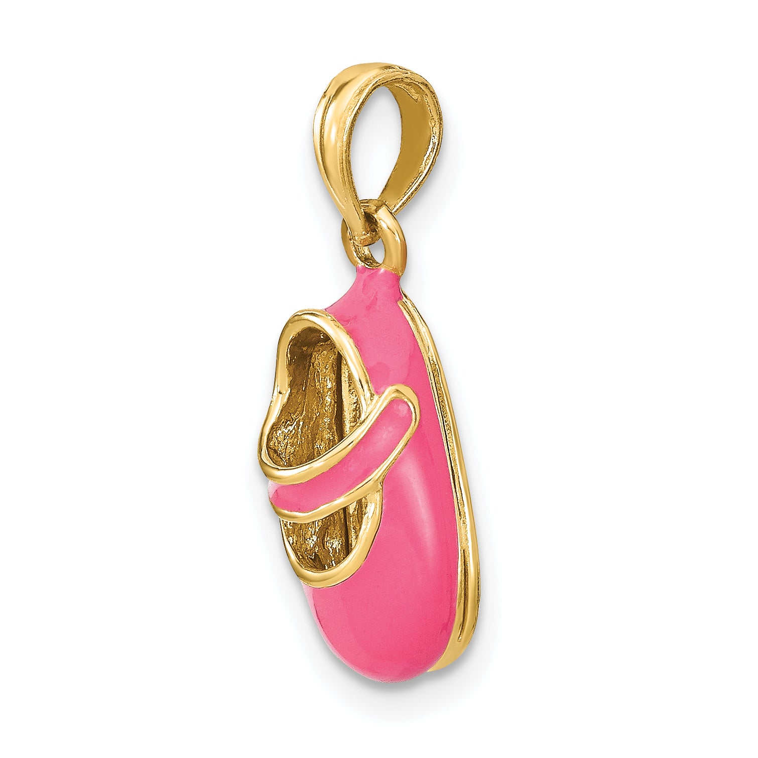 14K w/ Pink Enamel 3-D Baby Shoe Charm