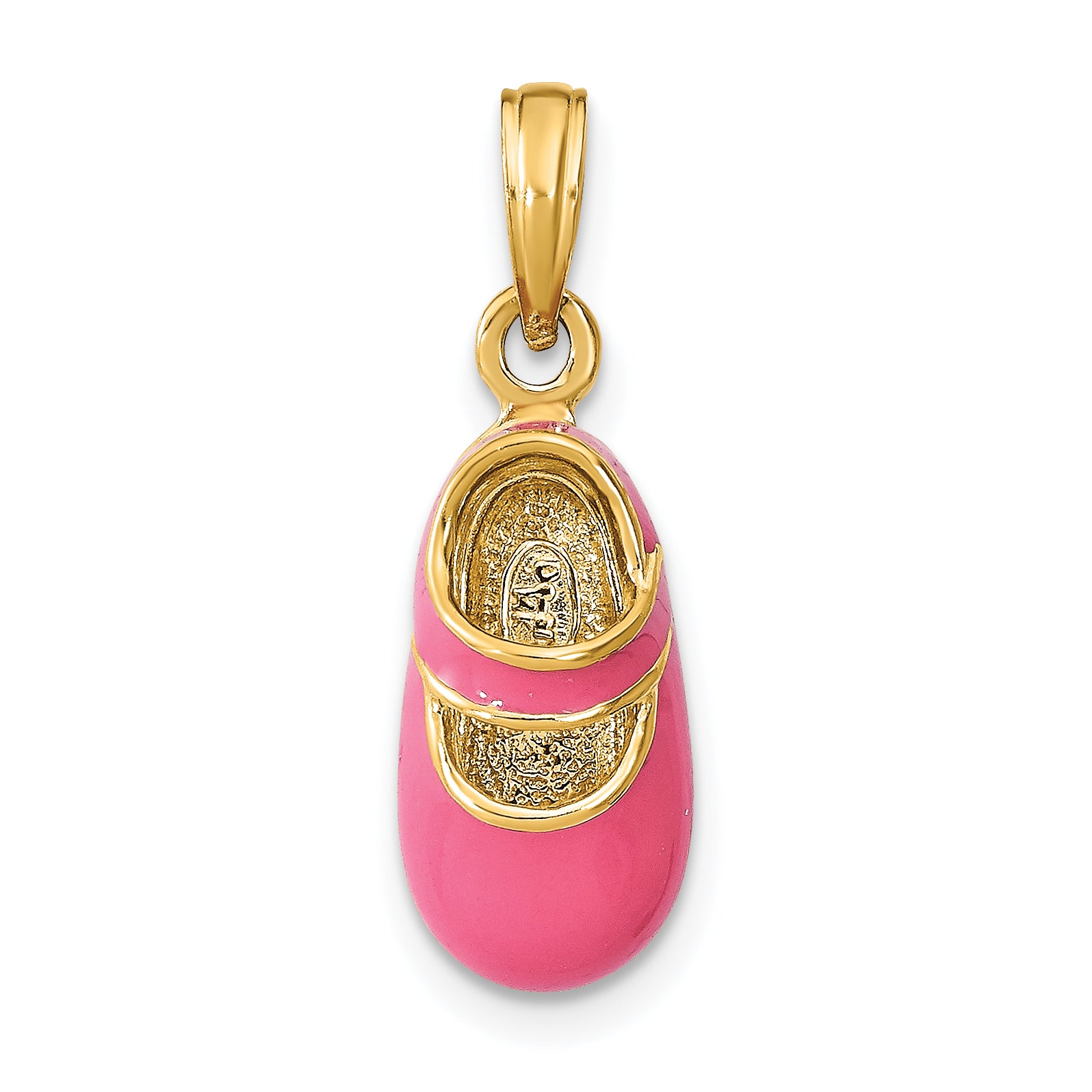 14K w/ Pink Enamel 3-D Baby Shoe Charm Main image