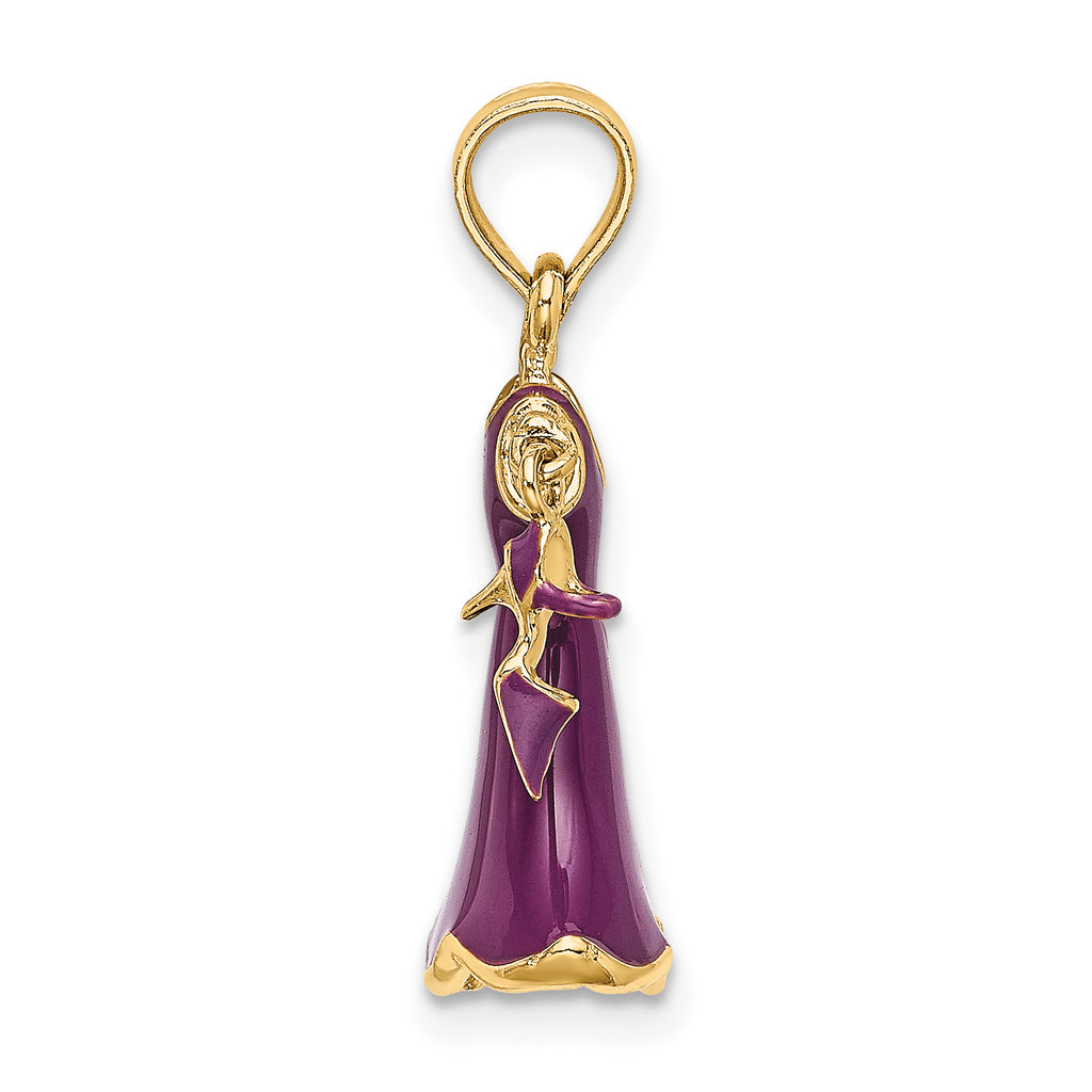 14K 3-D Moveable Enamel Purple Dress w/Shoe Charm