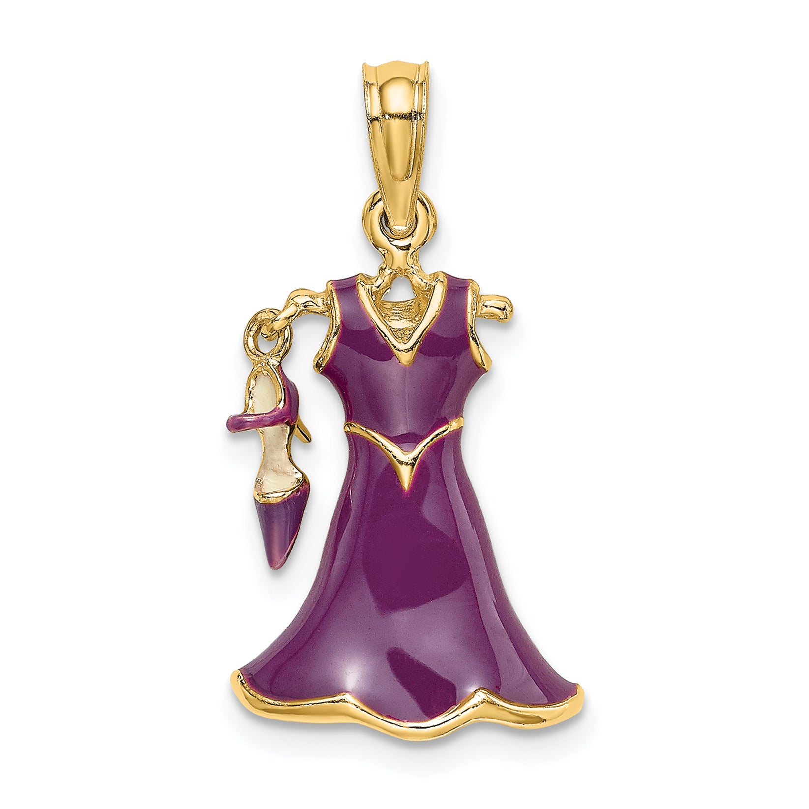 14K 3-D Moveable Enamel Purple Dress w/Shoe Charm Main image