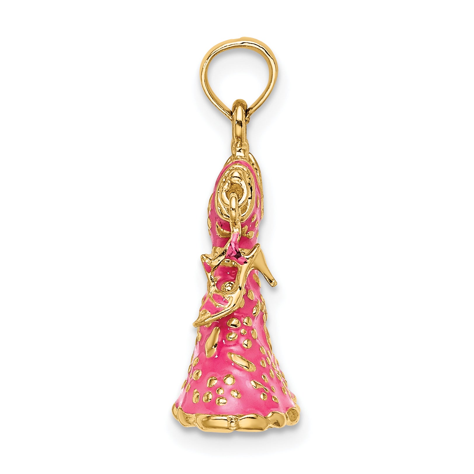 14K 3-D Moveable Enamel Pink Floral Dress w/ Shoe Charm Secondary image