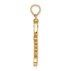 14k 3D  Blue Enamel Fish Bone Charm