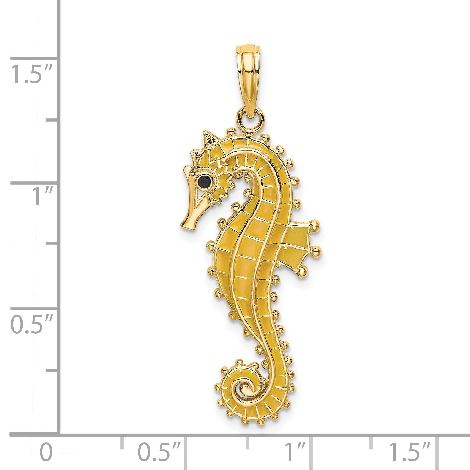 14K 3-D Enamel Seahorse Charm