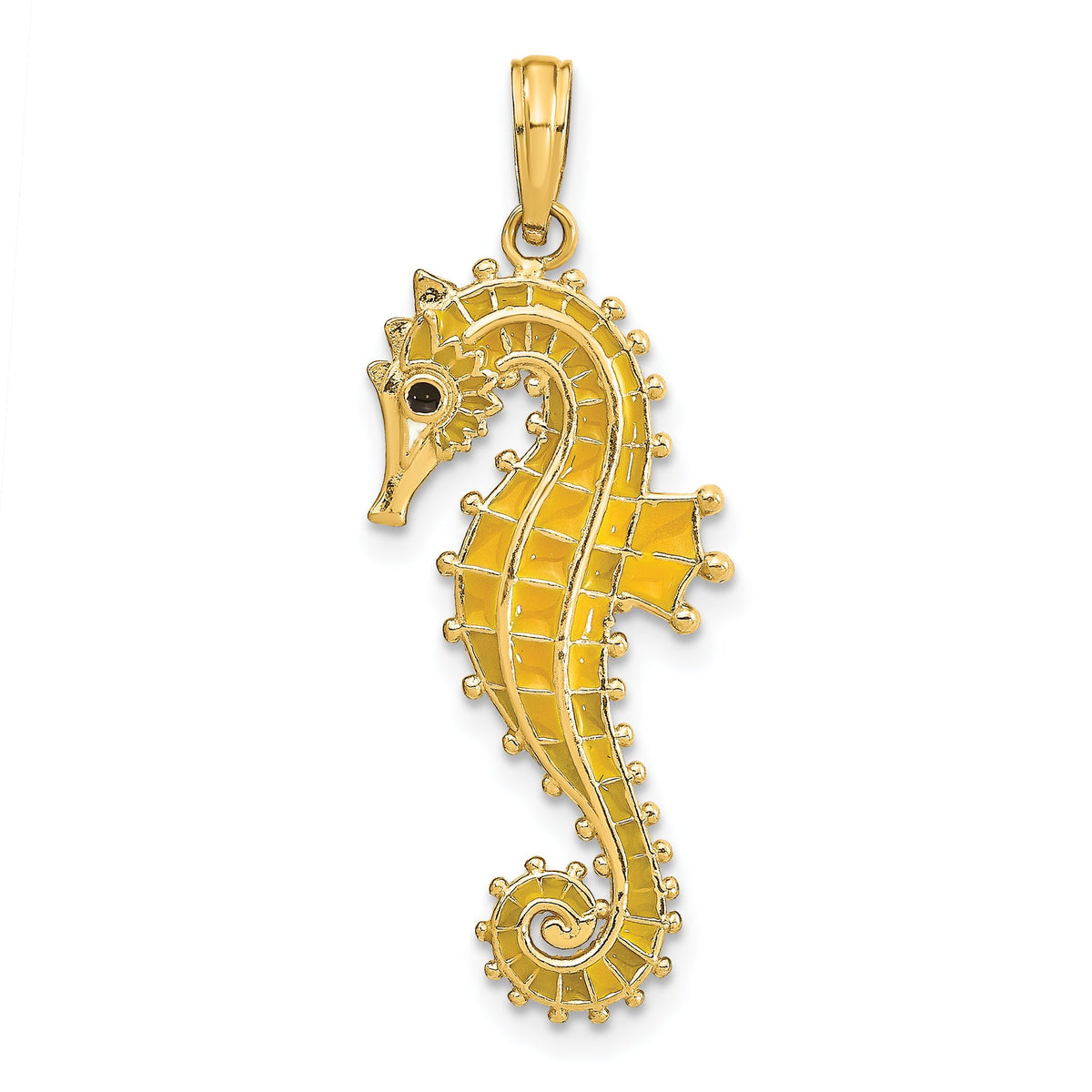 Enameled Seahorse Charm in 14K Yellow Gold, 33mm - Sophia Jewelers Main image