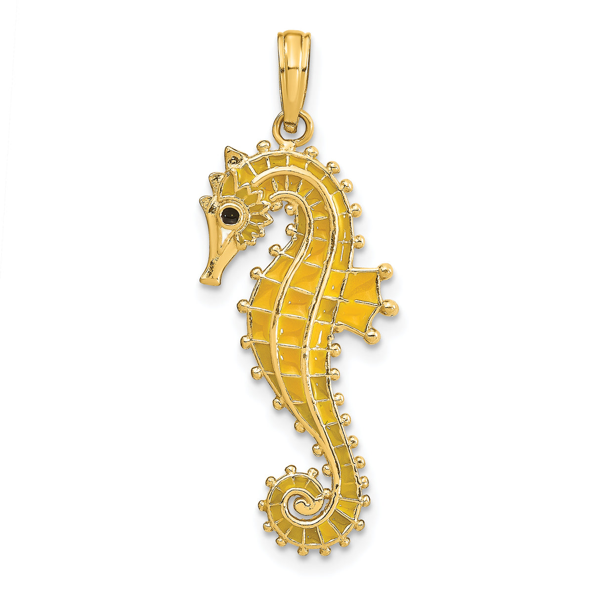 14K 3-D Yellow Enamel Seahorse Charm