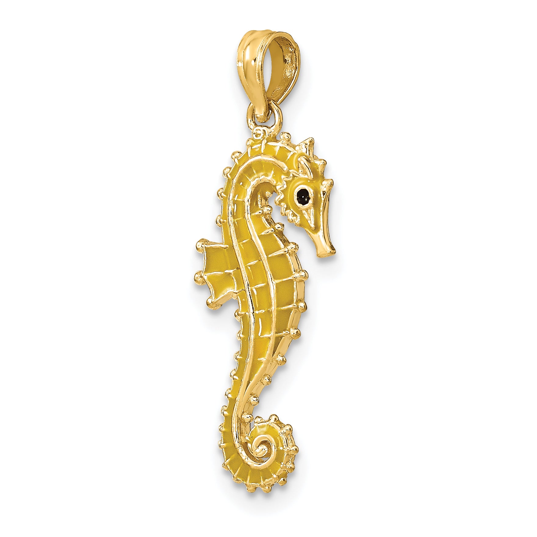 14K 3-D Enamel Seahorse Charm