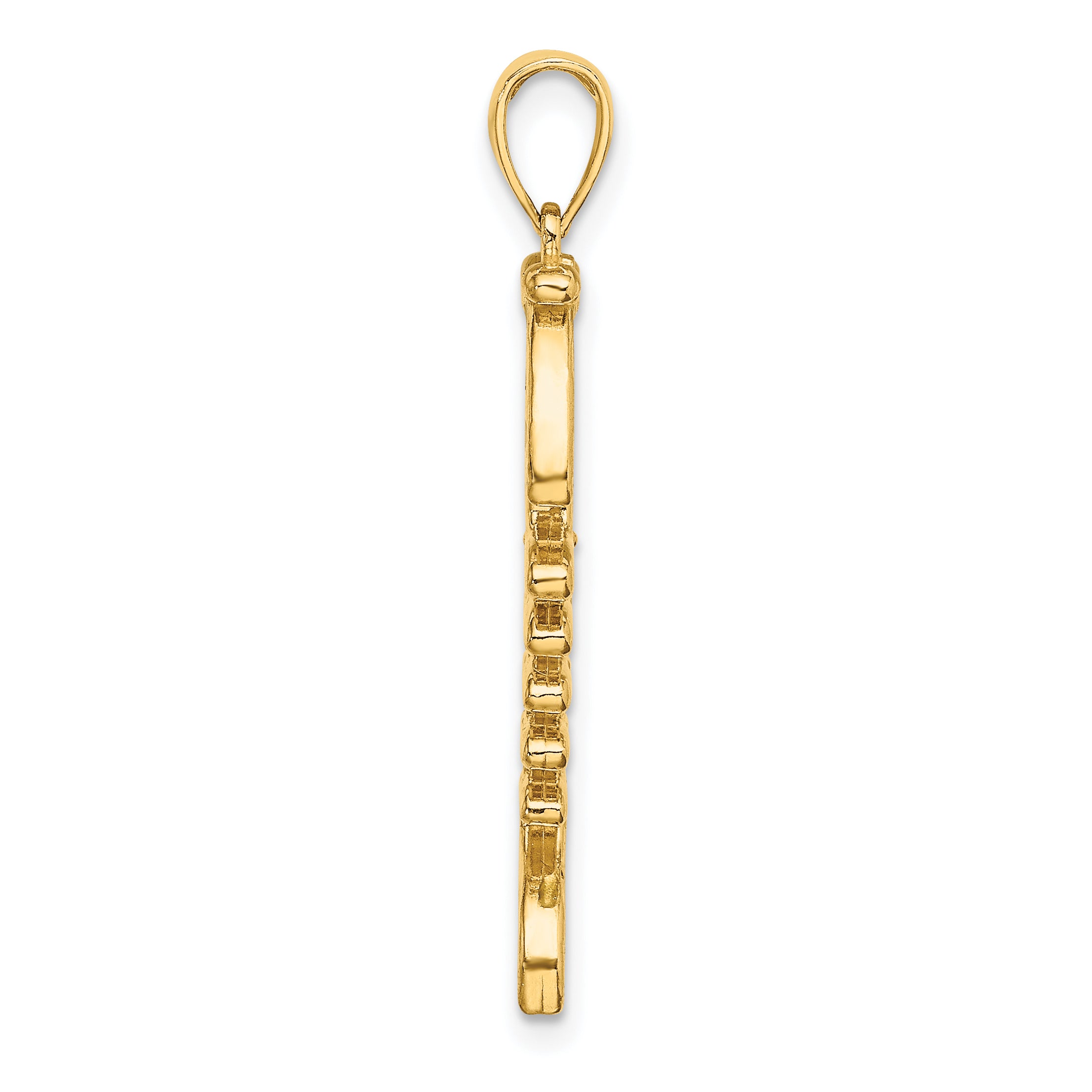 14k 3D  Green Enamel Fish Bone Charm