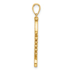 14k 3D  Green Enamel Fish Bone Charm