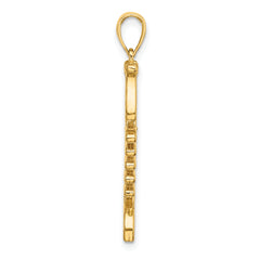 14k 3D  Green Enamel Fish Bone Charm