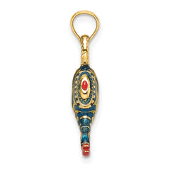 14K w/ Enamel 3-D Textured Blue Genie Lamp Charm