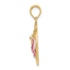 14K Enamel Conch Shell w/ KEY WEST Circle Charm