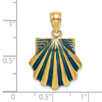 14K Blue Enamel Scallop Shell Charm