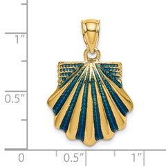 14K Blue Enamel Scallop Shell Charm