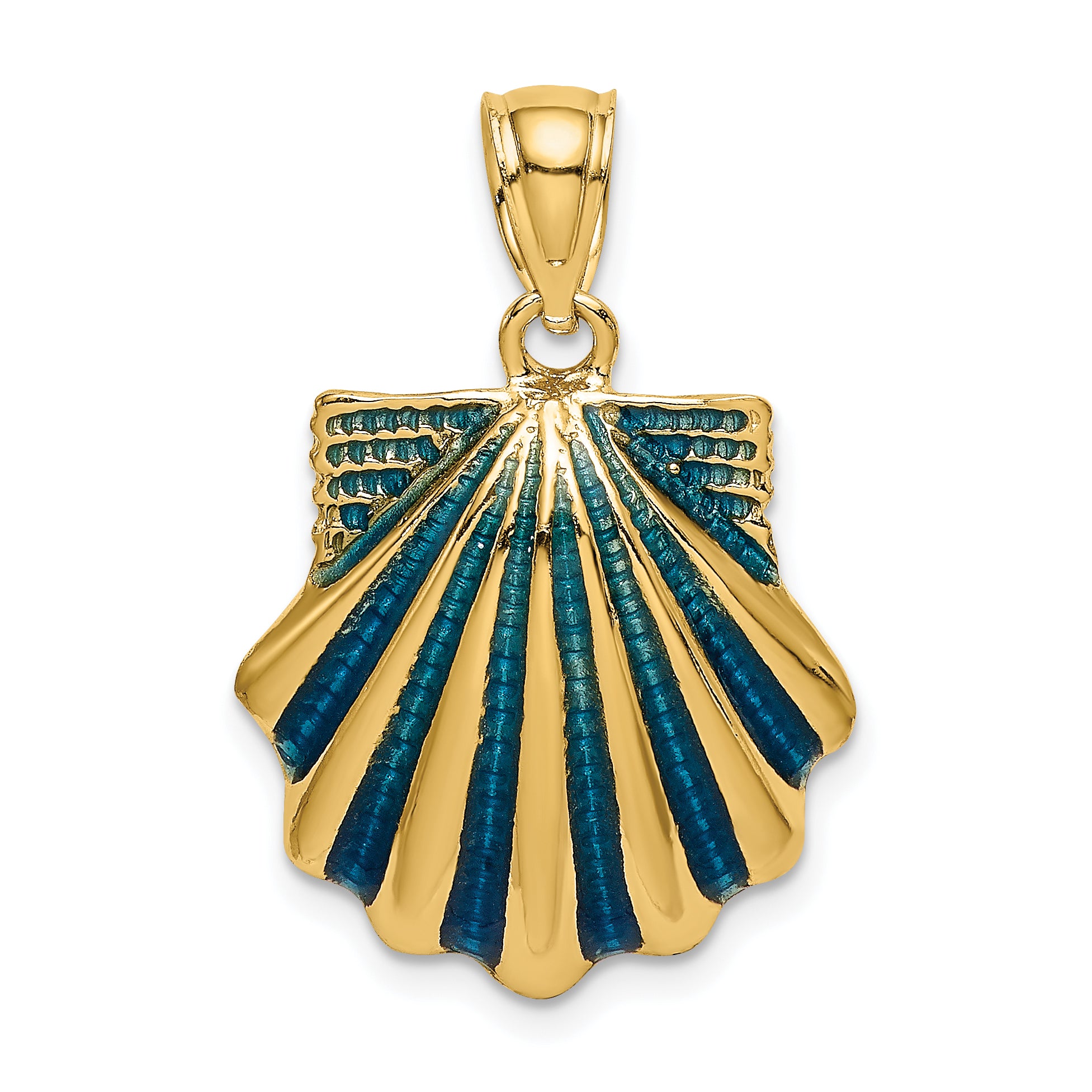 14K Blue Enamel Scallop Shell Charm Main image