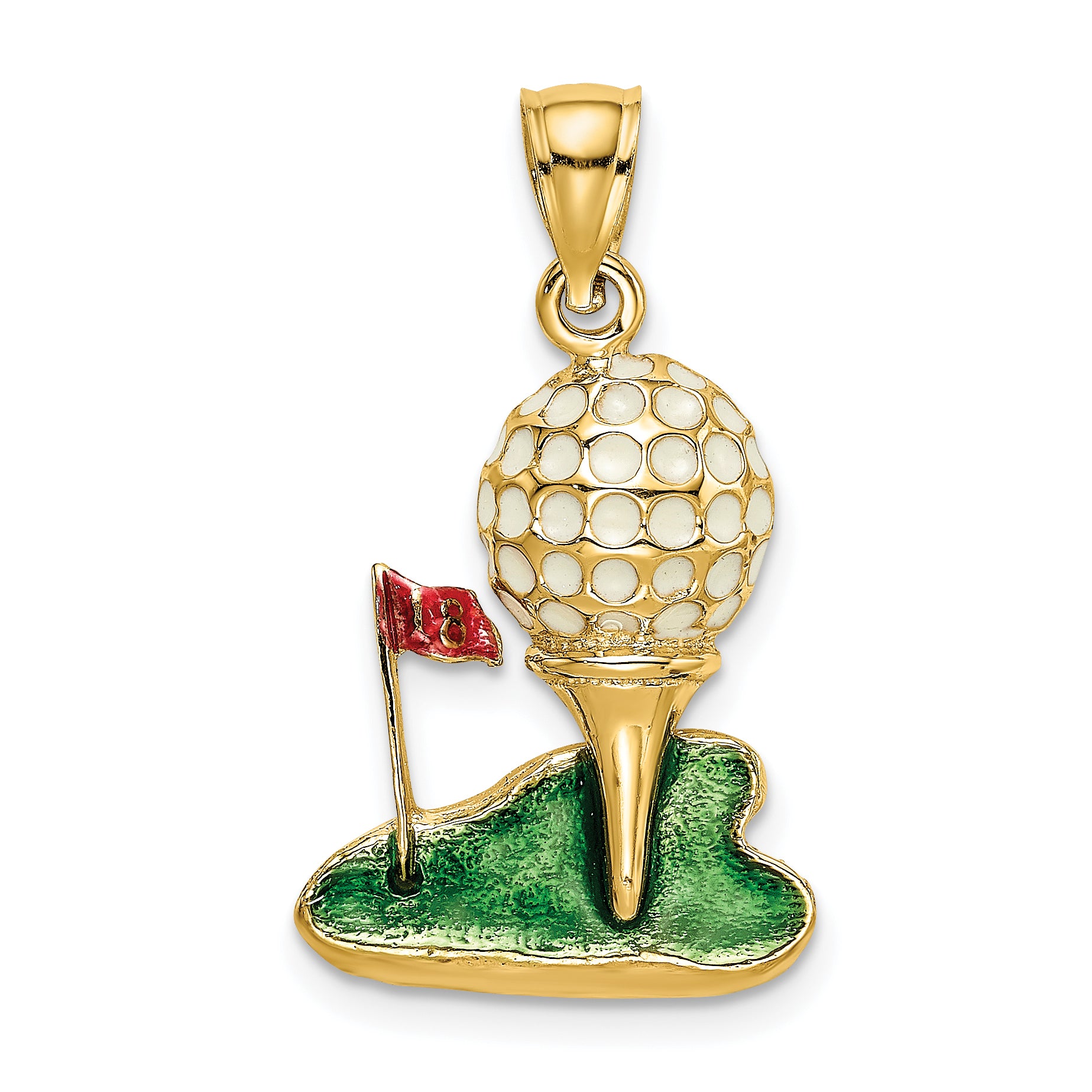 14K W/ Enamel and 2-D Golf Ball Charm Main image