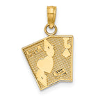 14K Enamel Jack of Clubs and Ace of Hearts Cards Charm