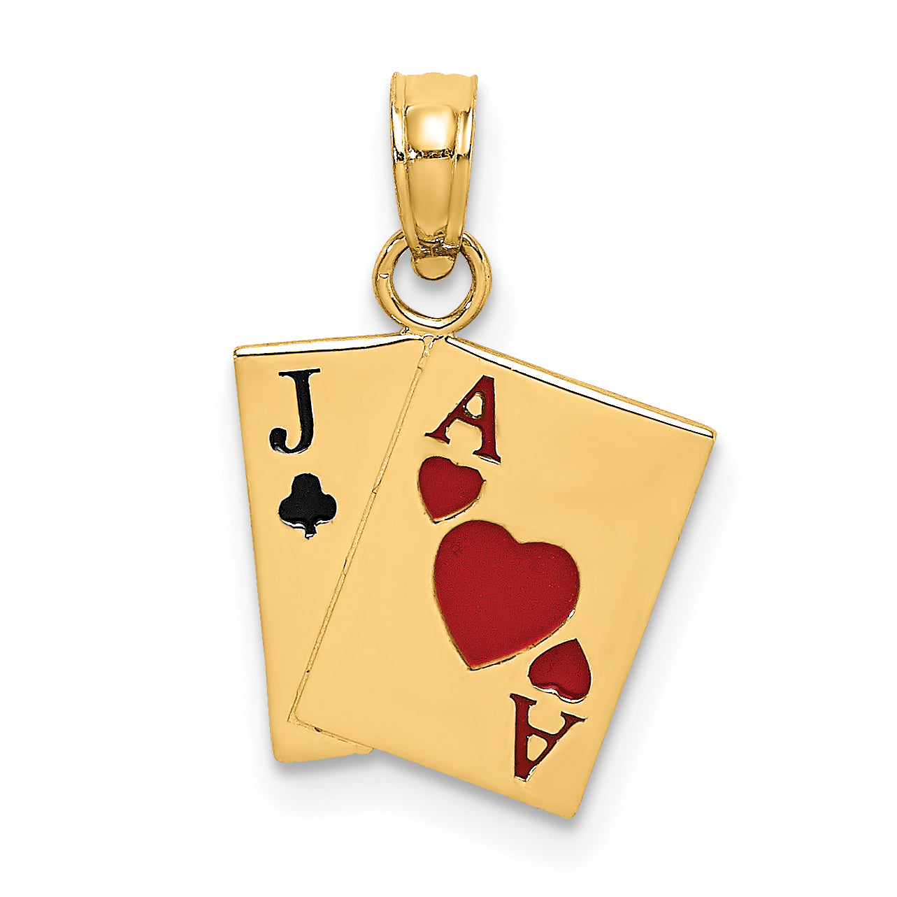 14K Enamel Jack of Clubs and Ace of Hearts Cards Charm Main image