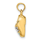 14K w/ White Rhodium 3-D Light Blue Enamel Baby Shoe Charm