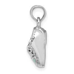 14K White Gold 3-D Light Blue Enamel Baby Shoe Charm