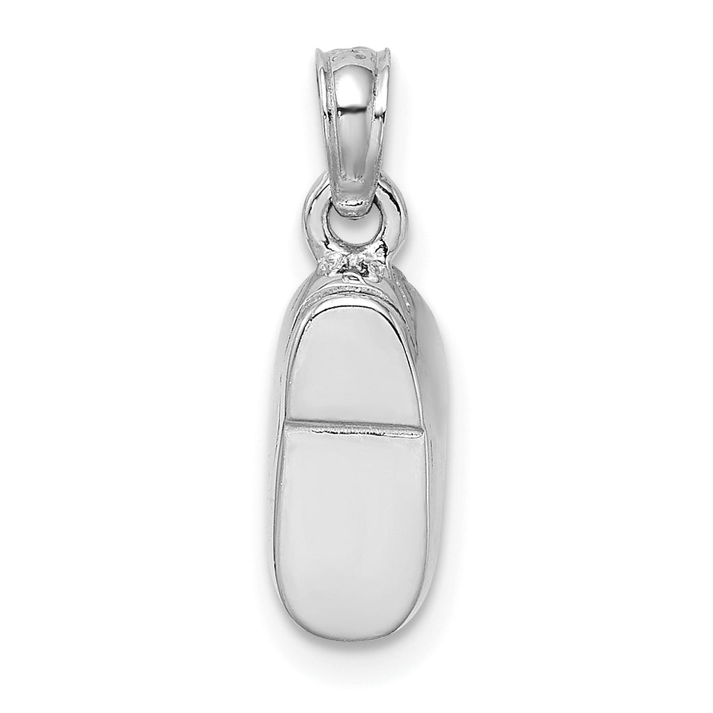 14K White Gold 3-D Light Blue Enamel Baby Shoe Charm