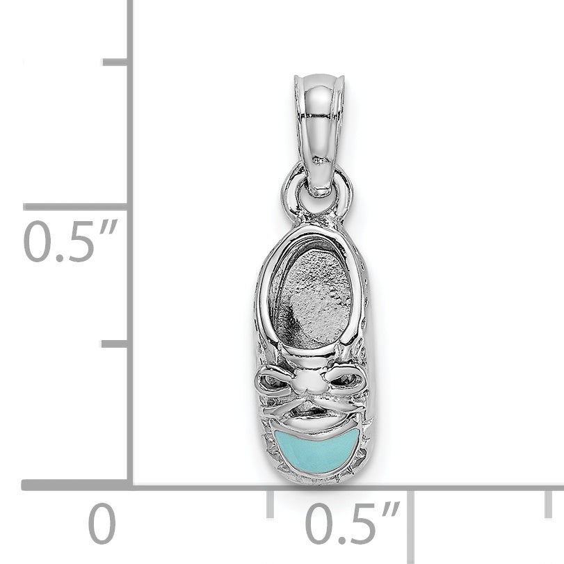 14K White Gold 3-D Light Blue Enamel Baby Shoe Charm