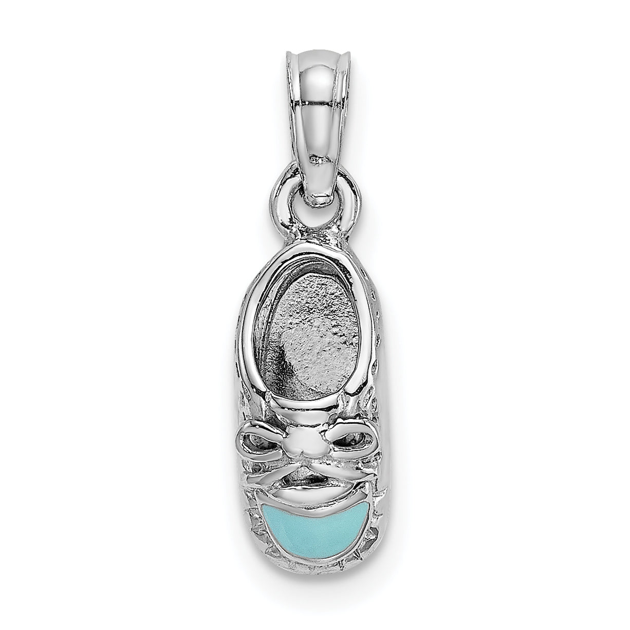14K White Gold 3-D Light Blue Enamel Baby Shoe Charm Main image