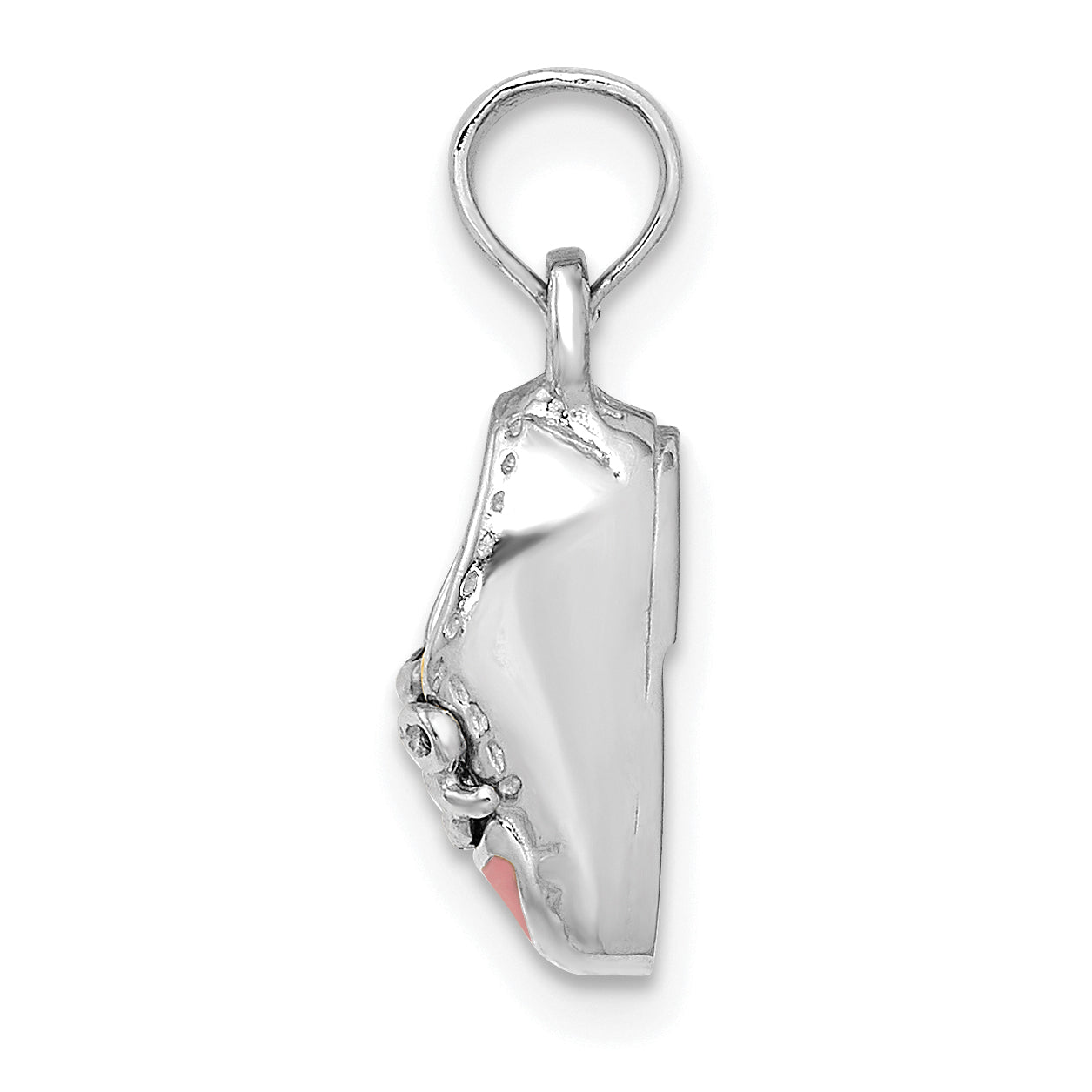 14K White Gold 3-D Pink Enamel Baby Shoe Charm Secondary image