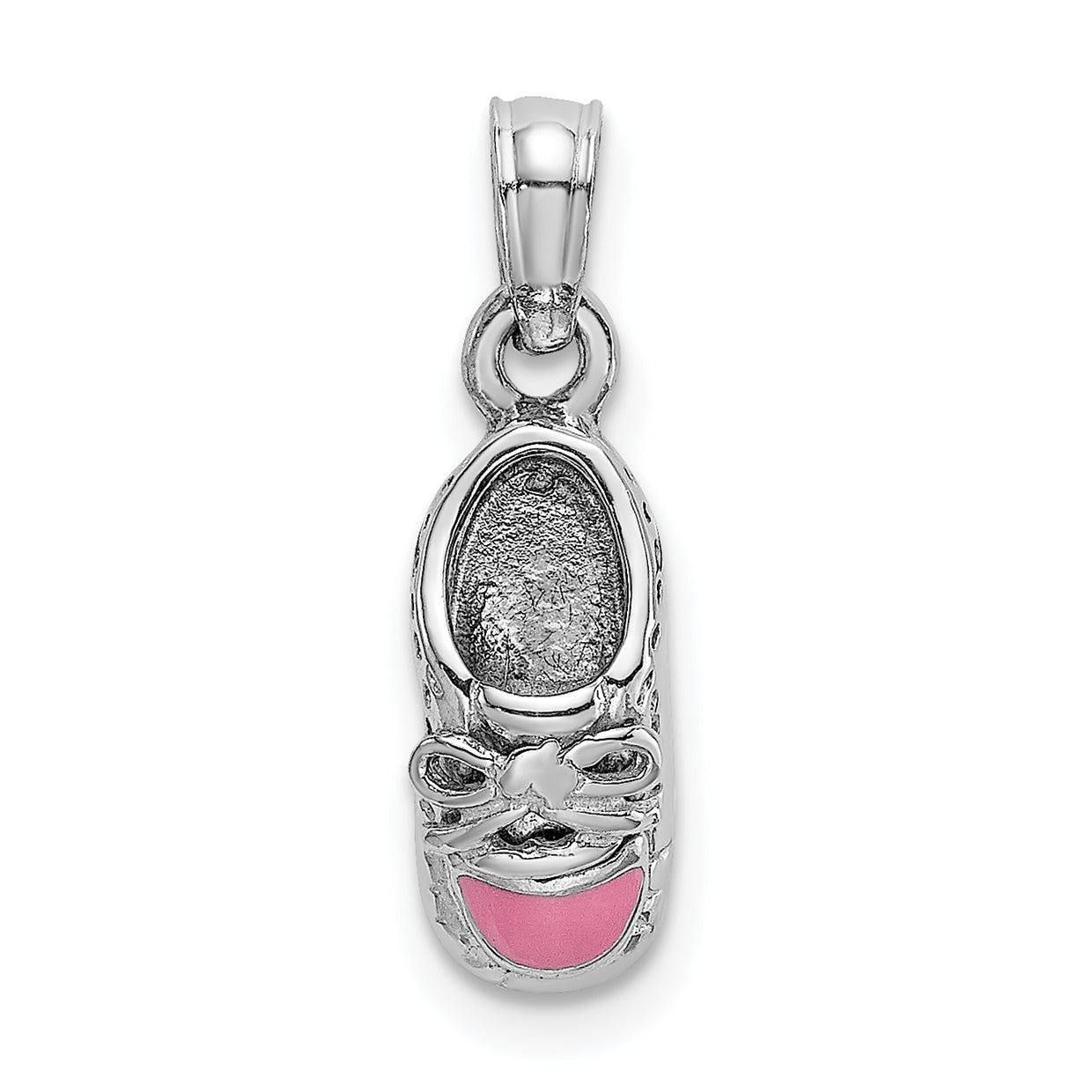14K White Gold 3-D Pink Enamel Baby Shoe Charm Main image