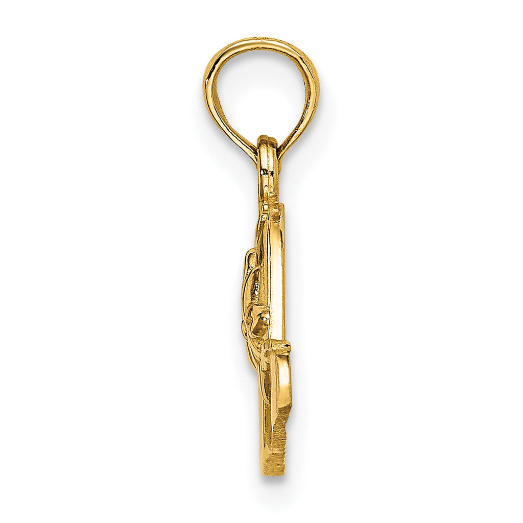 14K Polished 2-D Red Enamel Hat Charm