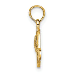 14K Polished 2-D Red Enamel Hat Charm