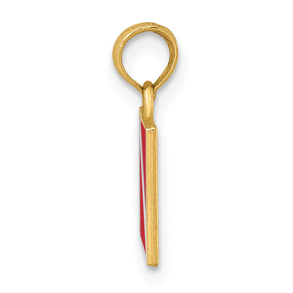 14K Dive Flag W/Red & White Enamel Charm