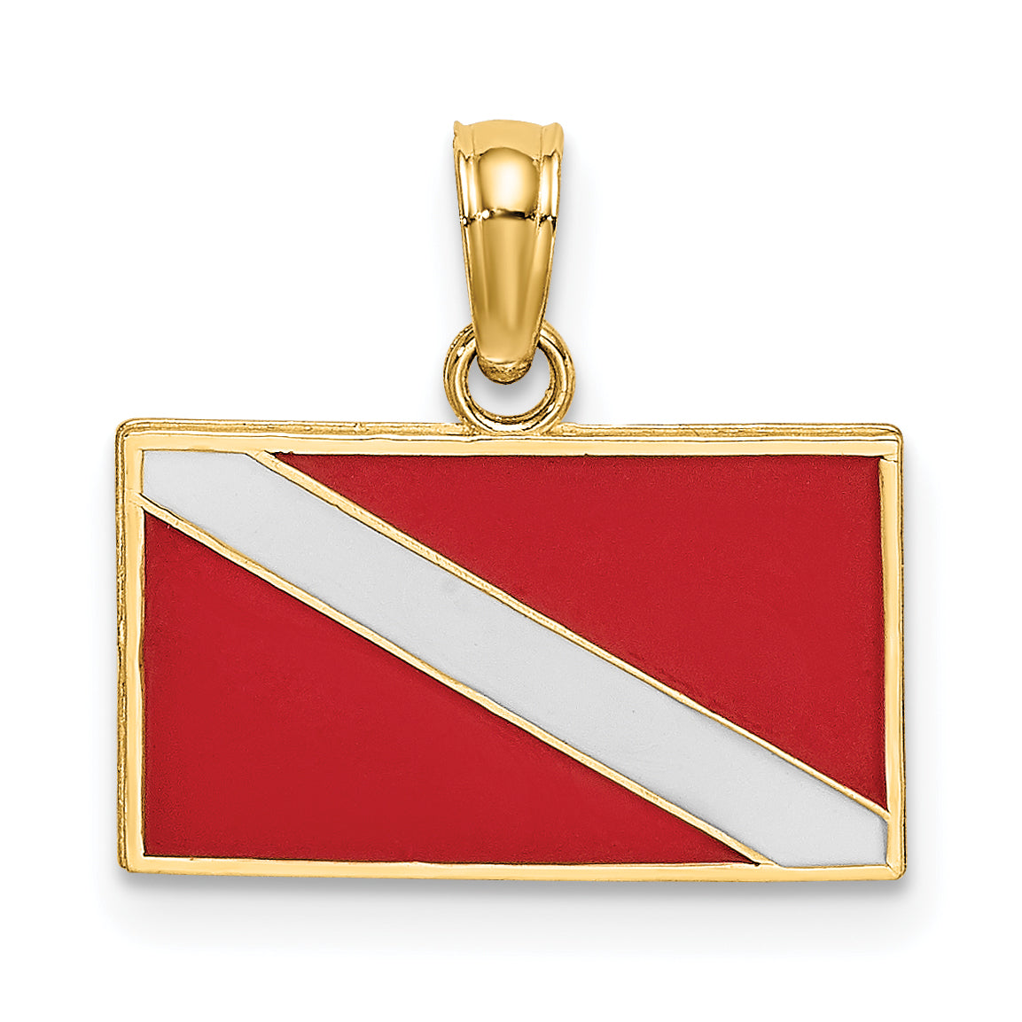 14K Dive Flag W/Red & White Enamel Charm Main image