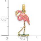 14K 3-D Pink Enamel Flamingo Charm