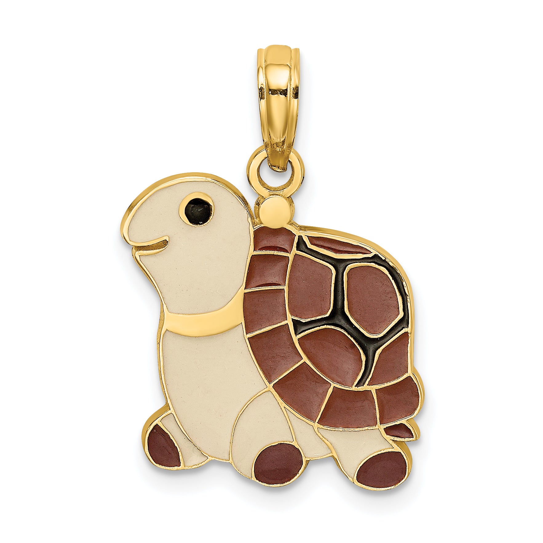 14K Brown, Tan and Black Enamel Turtle Charm Main image