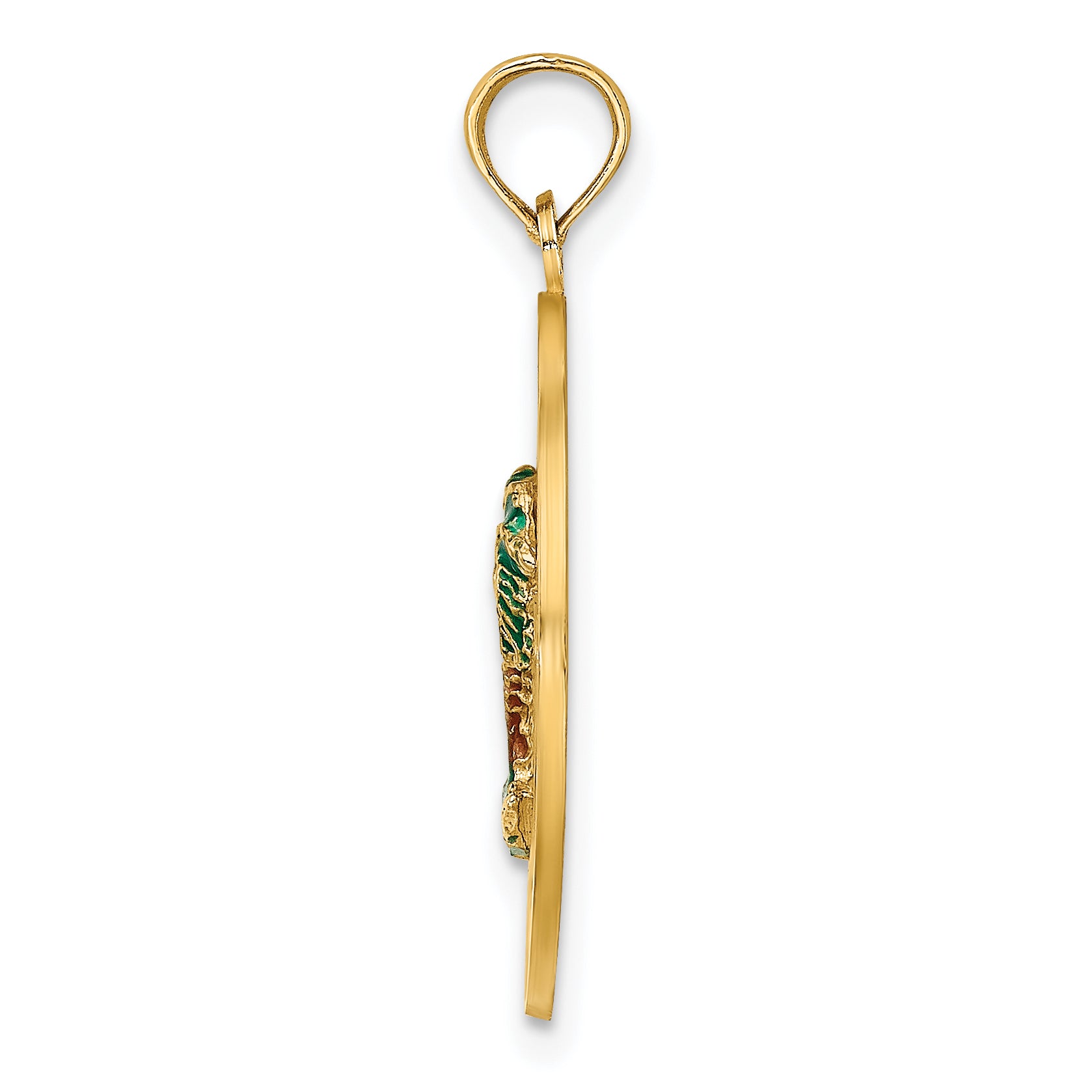 14K w/ Enamel SARASOTA Circle Palm Tree Charm Secondary image