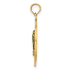 14K w/ Enamel SARASOTA Circle Palm Tree Charm
