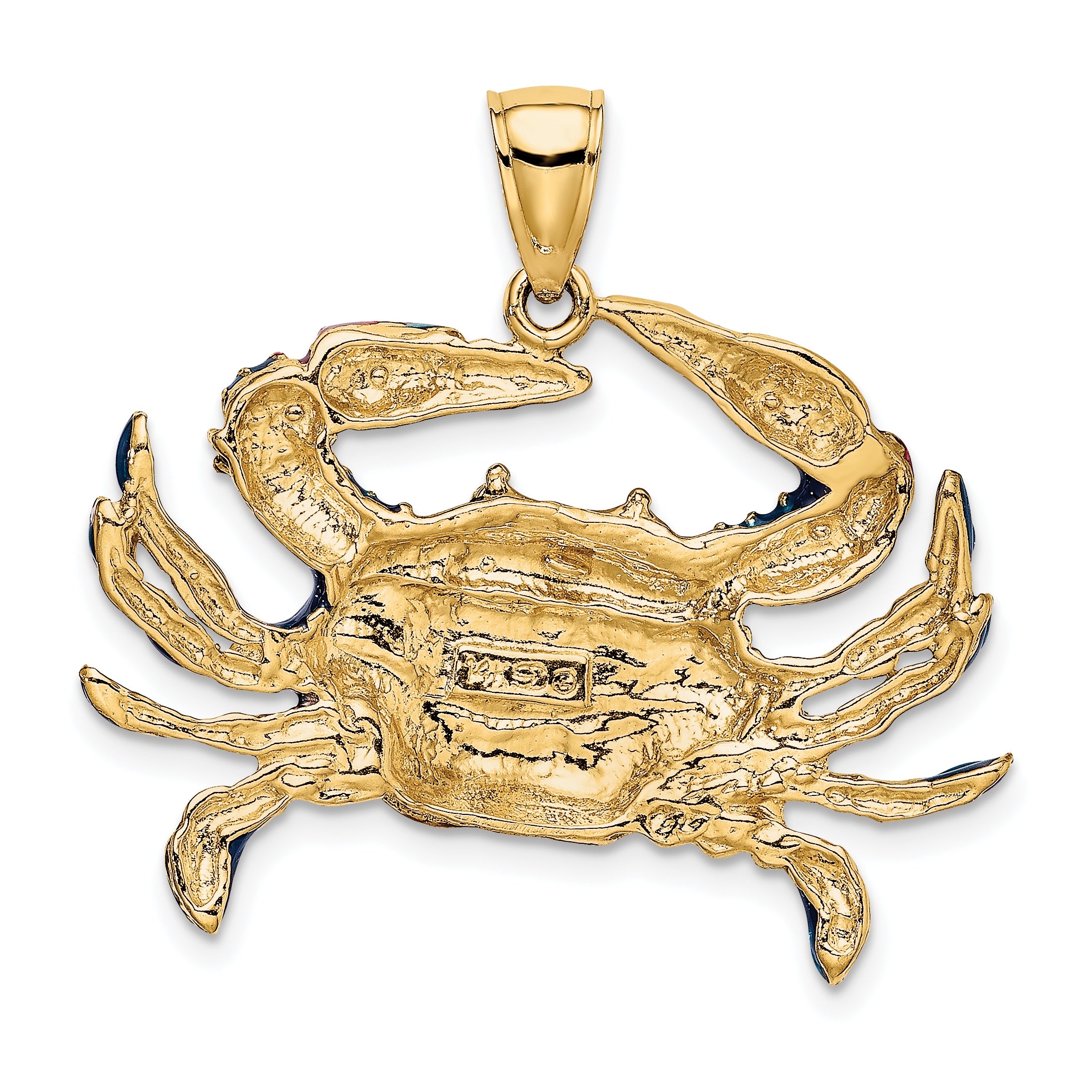 14K Blue Enamel Crab Charm