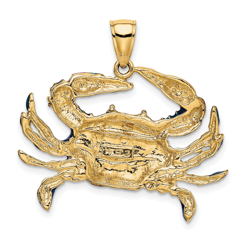 14K Blue Enamel Crab Charm