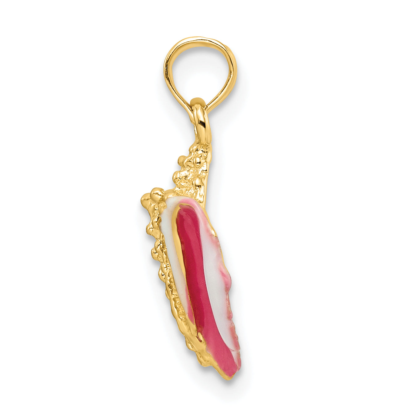 14k Textured and Enamel Conch Shell Pendant Secondary image