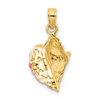 14k Textured and Enamel Conch Shell Pendant