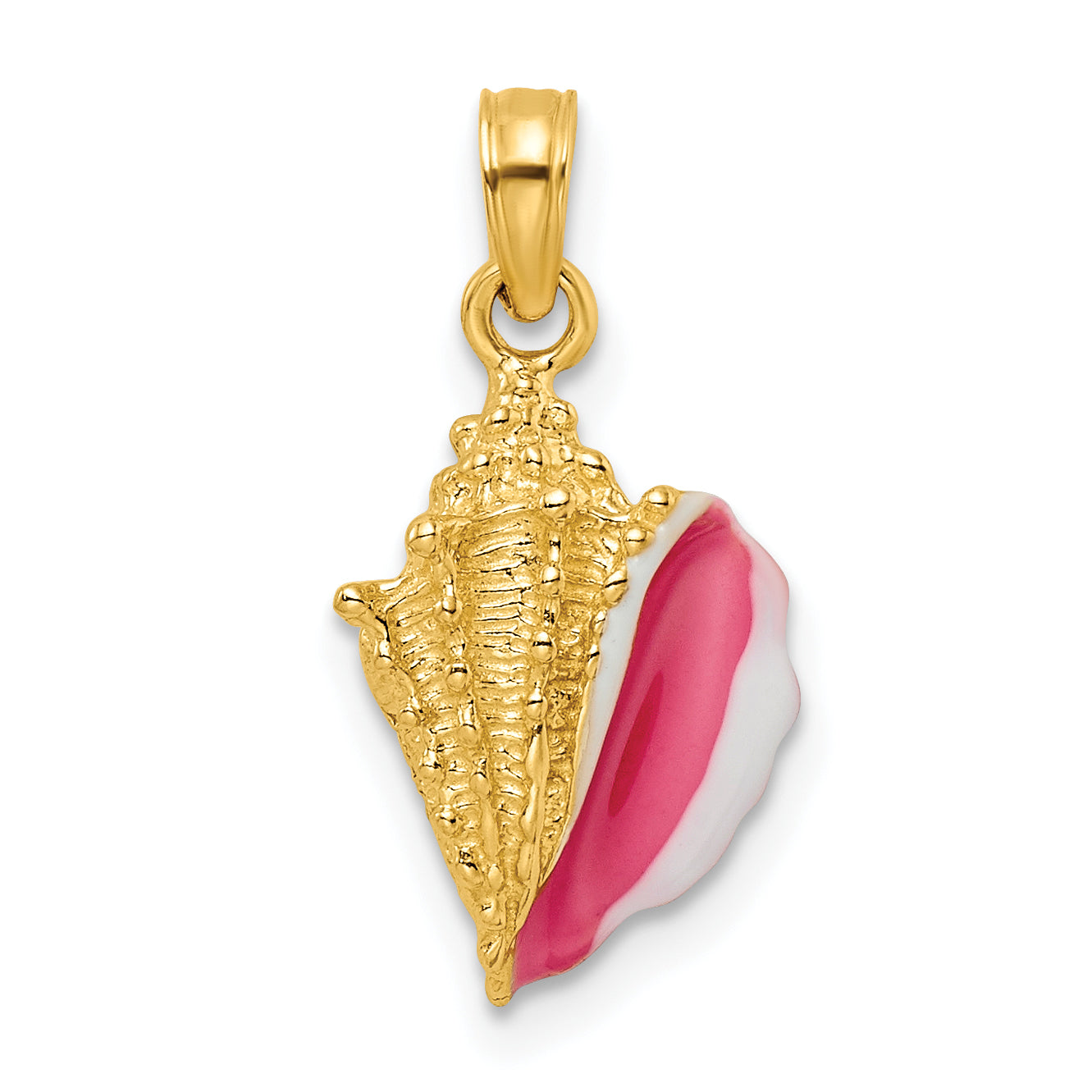 14k Textured and Enamel Conch Shell Pendant Main image