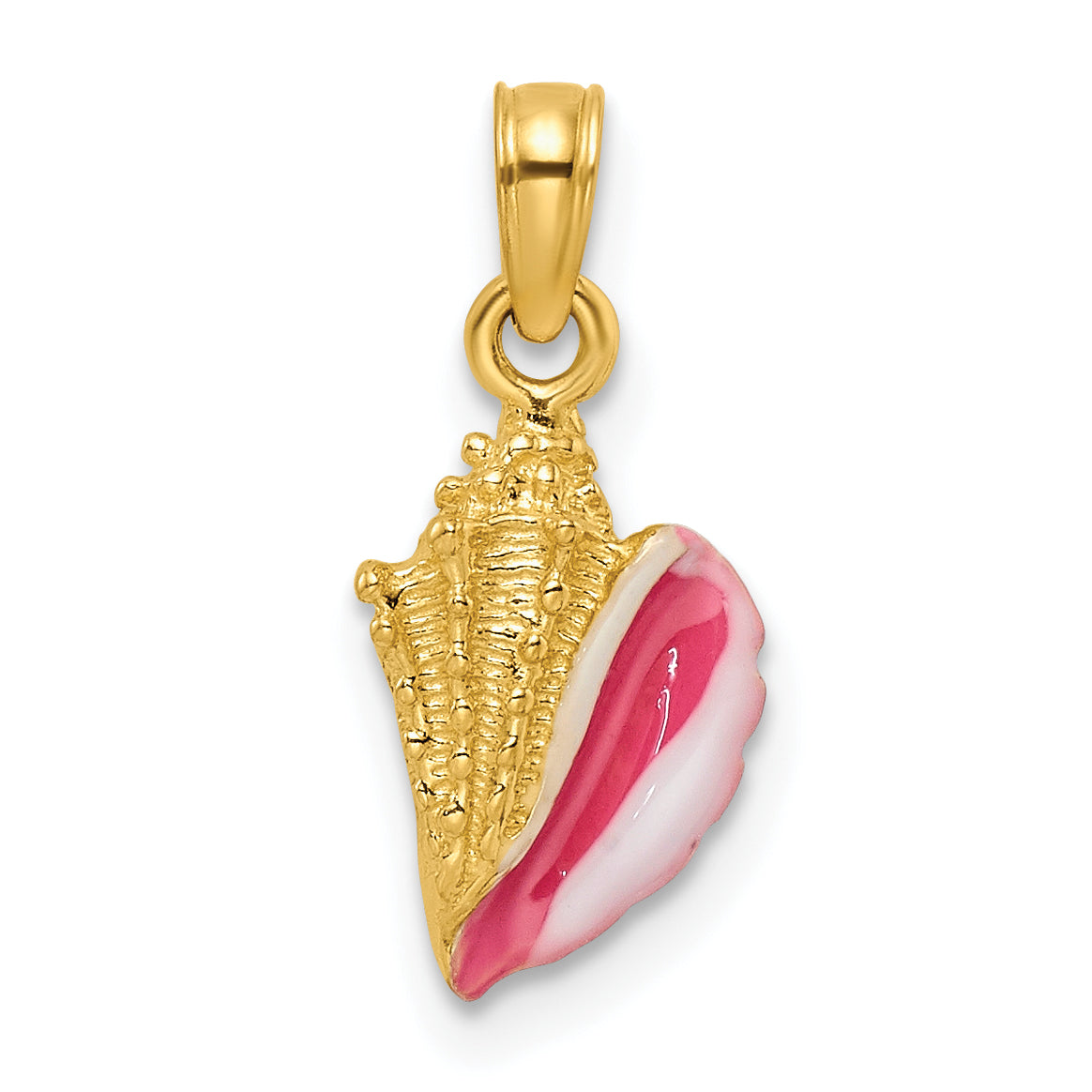 14k Textured and Enamel Conch Shell Pendant Main image