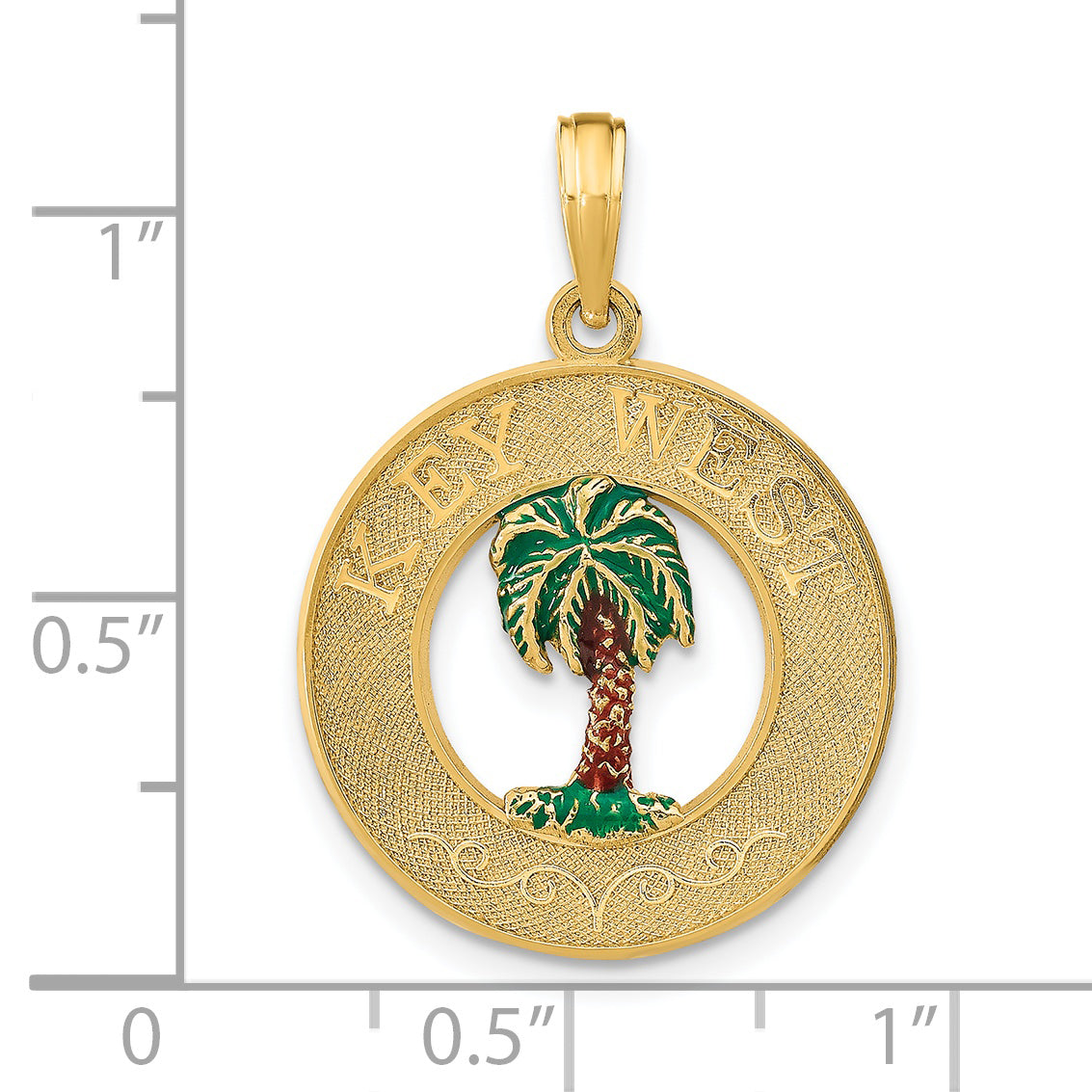 14K KEY WEST Enameled Palm Tree Circle Charm Secondary image