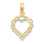 14K Heart w/ Lace Trim Charm