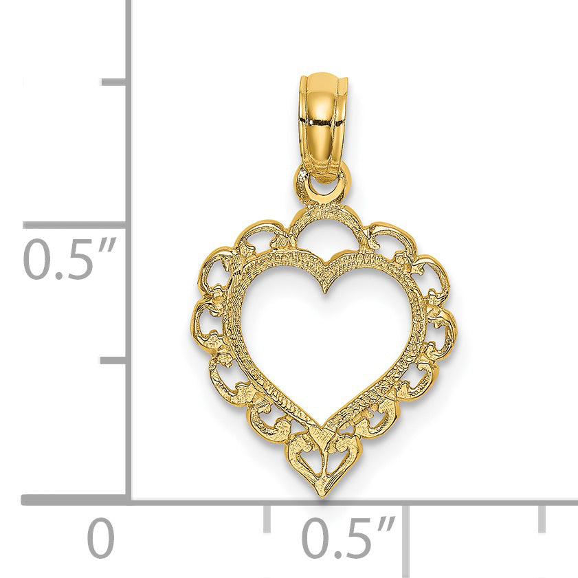 14K Heart w/ Lace Trim Charm