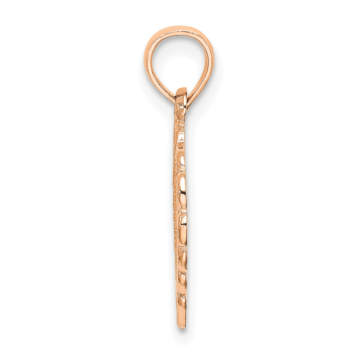 14K Rose Polished Lace Border Heart Pendant Secondary image