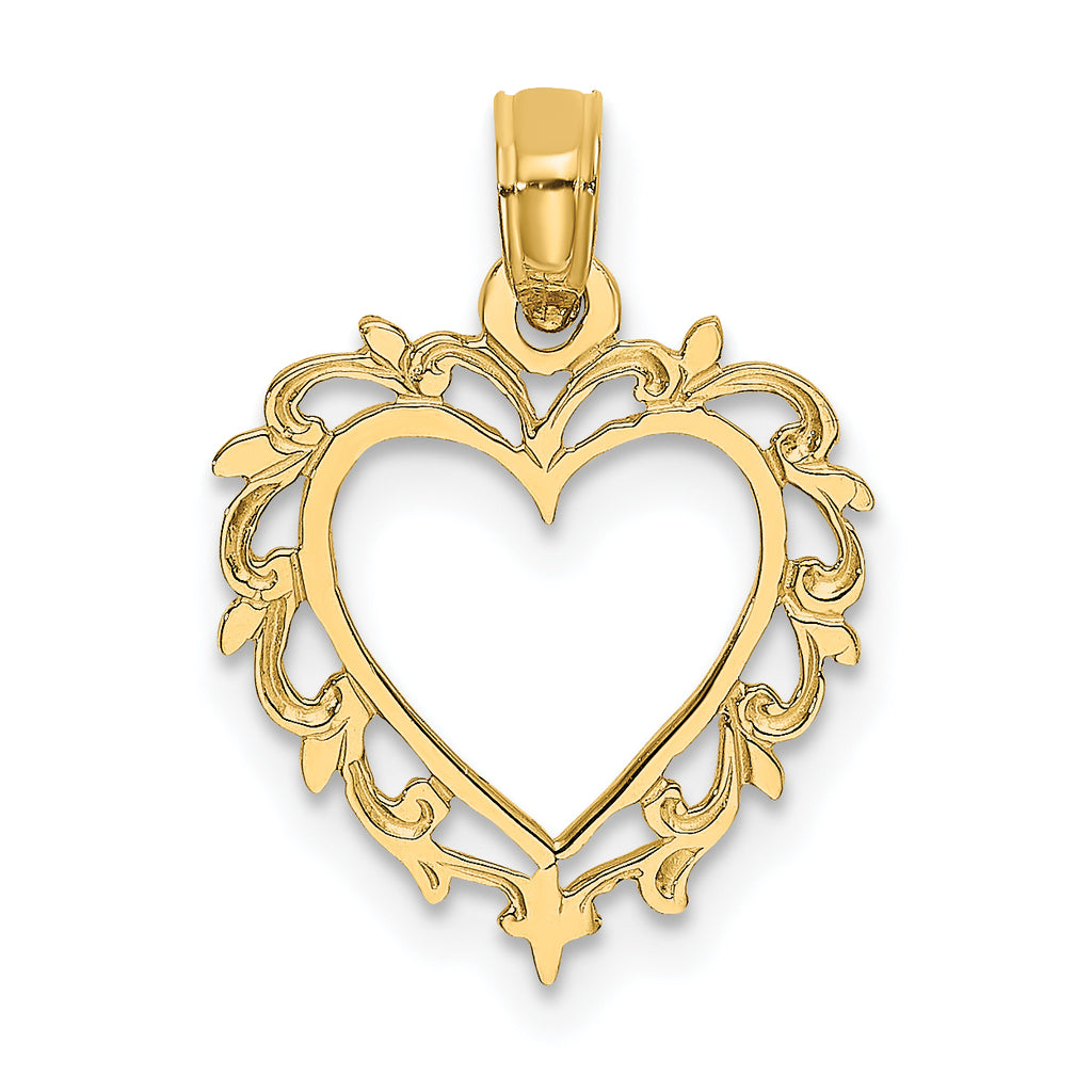 14K Heart w/ Lace Trim Charm